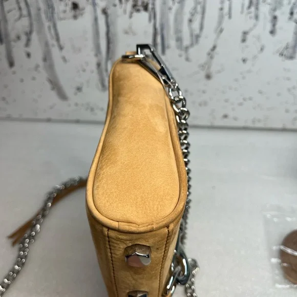 Rebecca Minkoff Mini M.A.C.Camel Suede & Leather Crossbody Bag w/a chain strap - Picture 6 of 12